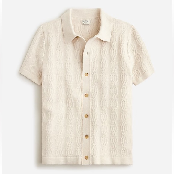 J. Crew Other - New JCrew SZ XL Short sleeve cotton polo cardigan in geometric cable-knit